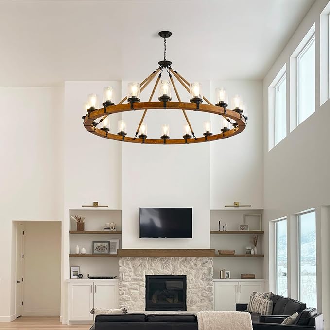 60-inch Rustic Wooden Chandelier - Image 5