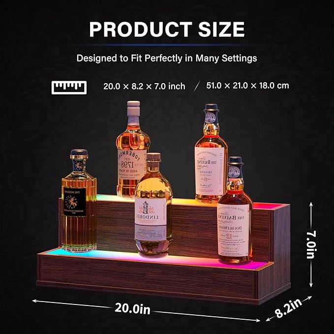 LED Lighted Bar Liquor Shelves, 20 Inch Bar Bottle Display Shelf - Image 2