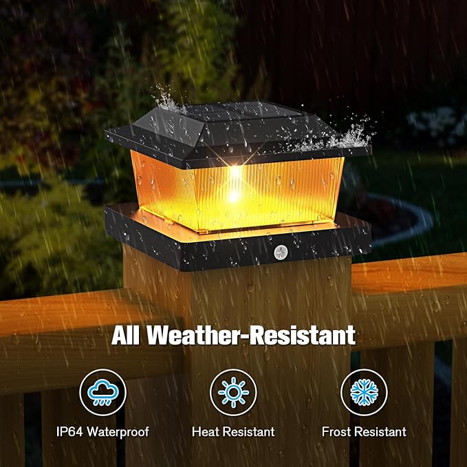 NIORSUN Solar Flame Post Cap Lights Outdoor Waterproof, 4x4 Post Solar Lights - Image 4
