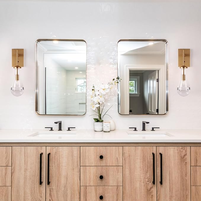 HuisMier Raindrop Wall Sconces, Brushed Brass Glass Wall Sconce - Image 7