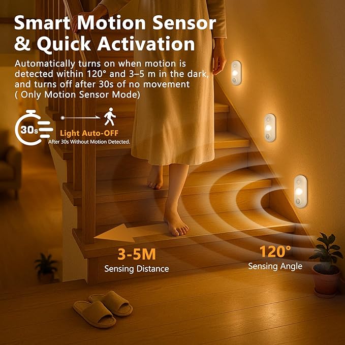 inShareplus LED Motion Sensor Puck Lights, Magnetic Under Cabinet Light Indoor - Image 2
