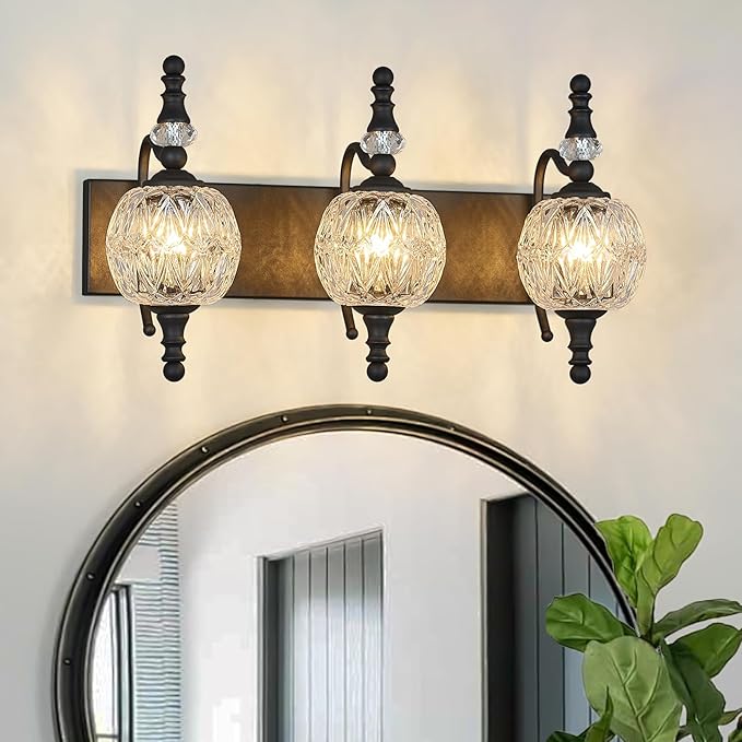 Modern Crystal Bathroom Vanity Lights Fixtures Over Mirror Black Vintage by LBSQJ
