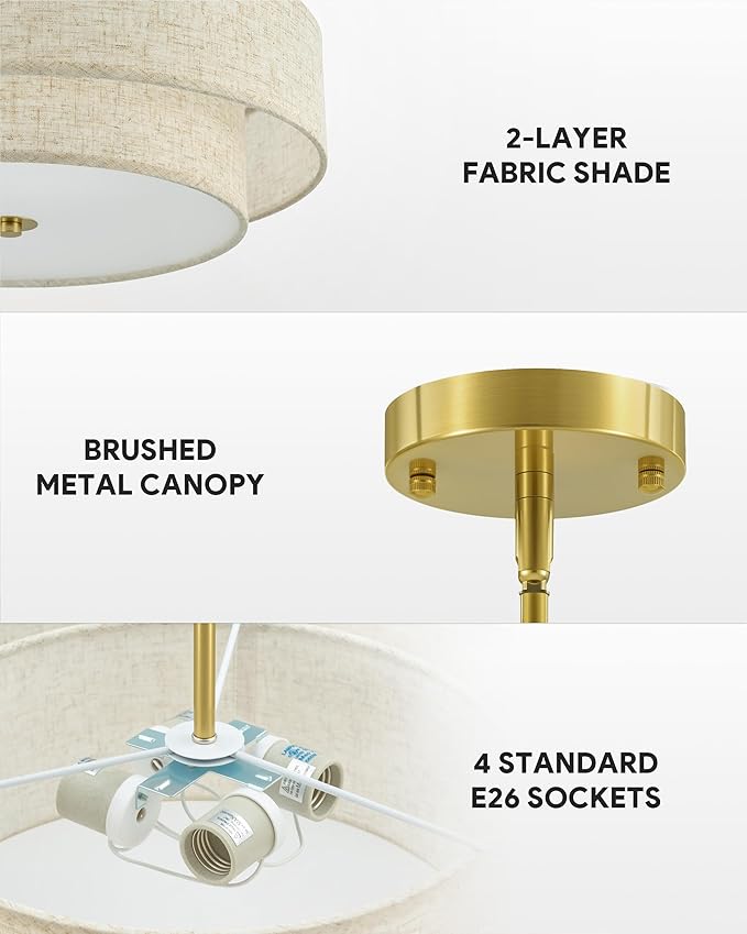 VONLUCE Modern Chandeliers, 4-Light Pendant Light Fixture - Image 5