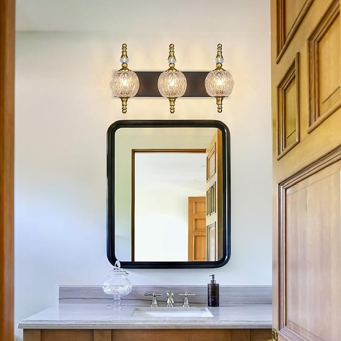 Modern Crystal Bathroom Vanity Lights Fixtures Over Mirror Black Gold Vintage - Image 7