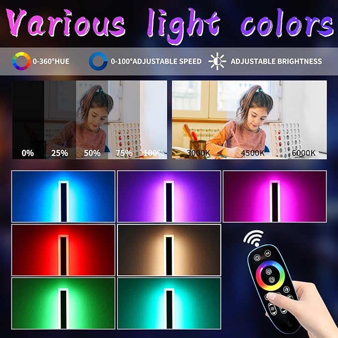 39inch Modern Long Wall lights Outdoor, 10 Colour Variations Dimmable Wall - Image 3