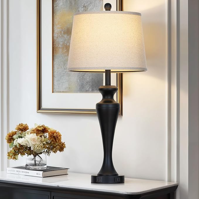 30 Inch Black Table Lamp Single, 3-Way Dimmable Touch Control Living Room Lamps - Image 2
