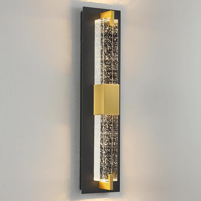 WOSHITU LED Wall Sconce Light: 19 Inch Black & Gold Modern Sconces Wall by WOSHITU