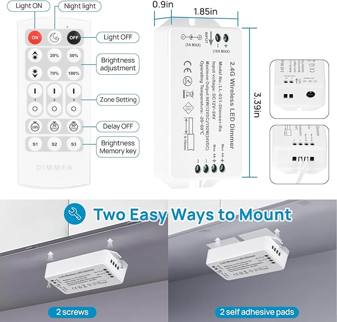Litever Under Cabinet Lighting Kit. Slim. Super Bright. 21W. Dimmable. Remote - Image 7