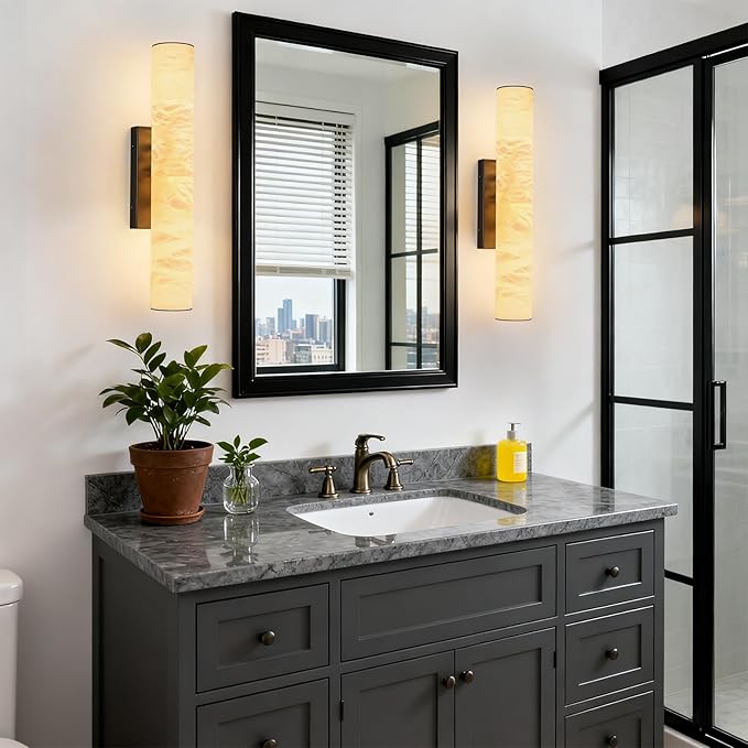 LMQNINE Natural Alabaster Wall Sconces Set of Two Spanish Marble Wall Light - Image 5