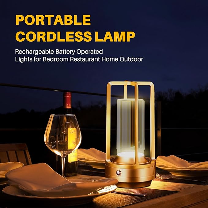 Rechargeable Table Lamp Cordless, 3 Color | Crystal | Stepless Dimming - Image 6