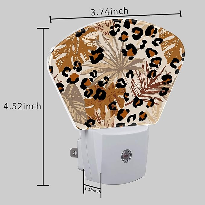 Abstract Leopard Tropical Leaves Night Light Plug into Wall, Camouflage Spots - Image 5