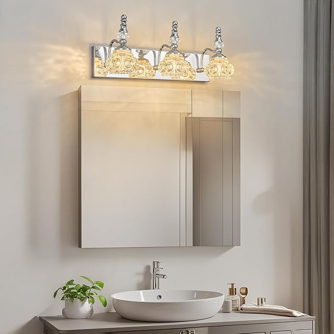 3-Light Vintage Bathroom Vanity Light Fixture Industrial Chrome - Image 7