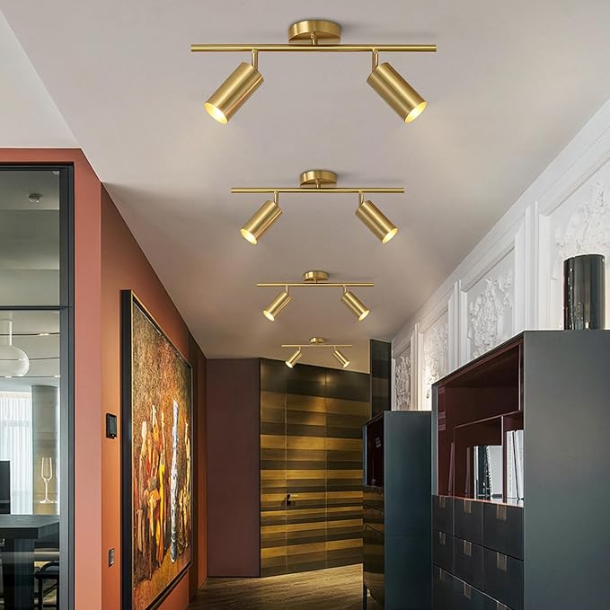 BOKT Mid Century Modern 2-Lights LED Track Lighting Kit 2 Ways Gold Flush Mount - Image 7