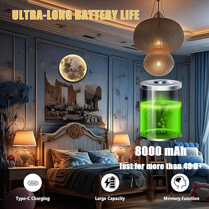 Dimmable Moon Wall Lamp, Rechargeable Battery Operated Wall Sconce Moon Lights - Image 5