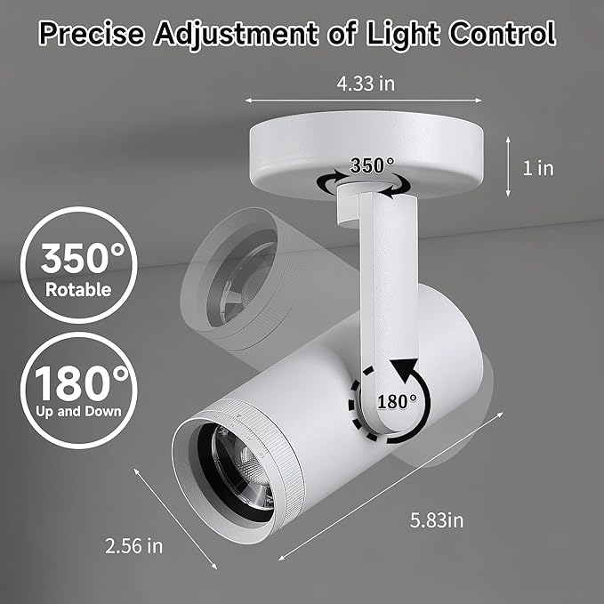 12W LED Dimmable Zoomable Ceiling Spotlight Indoor – Adjustable Surface Mount - Image 3