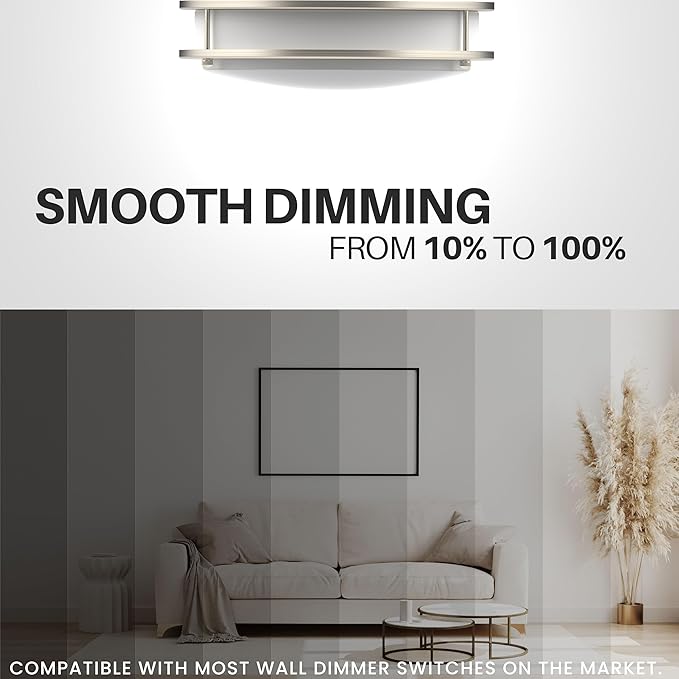 DYMOND 10 Inch LED Ceiling Light Flush Mount Dimmable Surface Mount Brushed - Image 4