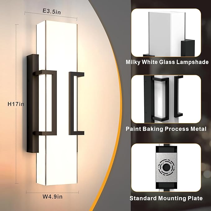 Hyunbae LED Wall Sconce Lights, Waterproof Porch Lamp - Image 4