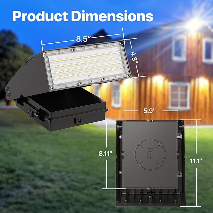HYPERLITE Wall Pack Light 100W: 13000LM ETL Approved Full Cut-off Adjustable - Image 2