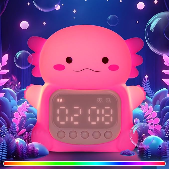 Axolotl Alarm Clock with Night Light by Aokpsrt