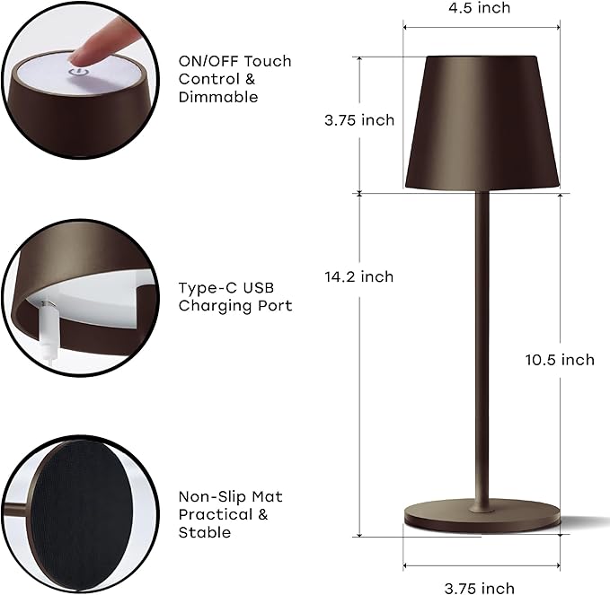 2 Pack Cordless Table Lamp, Portable LED Desk Lamp, 5200mAh Battery Operated - Image 9