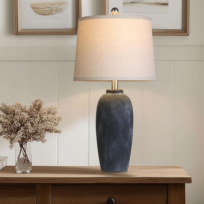 25“ Jar Table Lamps Set of 2, Ceramic Bedside Lamps - Image 8