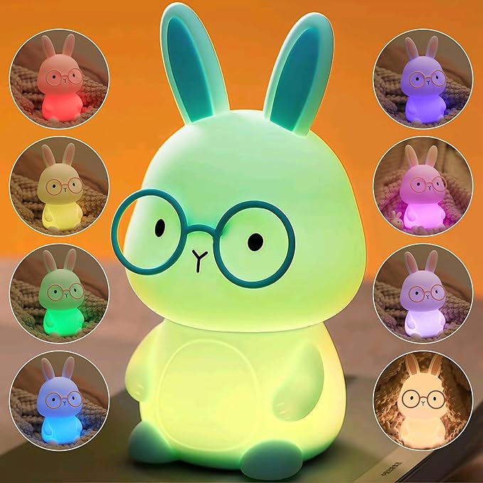 Bunny Night Light, Rabbit Lamp for Kids, Rechargeable LED Nightlight for Easter by FAMIDUO-BrightenYourLife