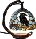 Bieye L12011 Tiffany Style Stained Glass Raven Table Lamp Mini Night Light by Bieye