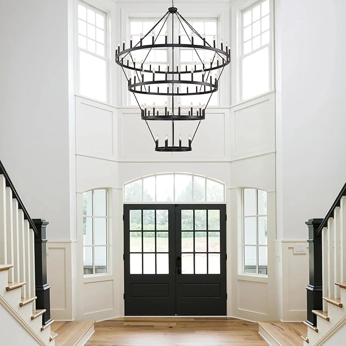 4 Tier 84-Light Black Wagon Wheel Chandelier, Industrial Round Light Fixture - Image 7