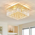 4-Light Gold Crystal Chandeliers Flush Mount Chandelier Light Fixture by CEENLI
