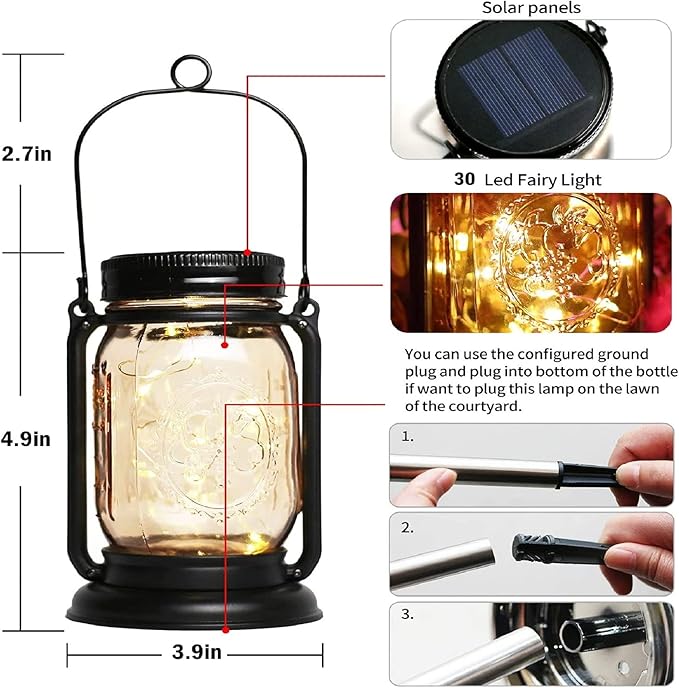 4 Pack Hanging Solar Lantern Lights, Gifts - Image 5