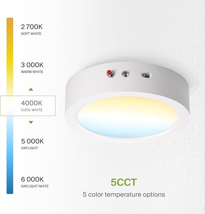 ASD LED 9" Round Flush Mount Ceiling Light Fixture, Low Profile Surface - Image 5