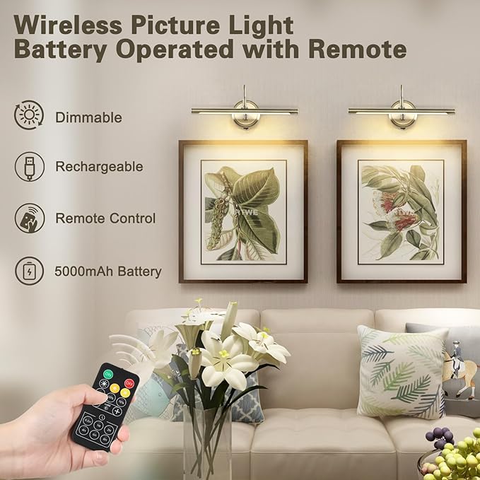 JOOSENLUX Modern Wall Lights Battery Operated Antique Bronze Wireless Picture - Image 4