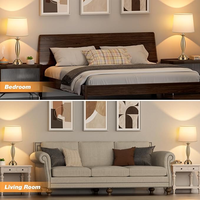 White Gold Lamps for Bedrooms Set of 2 - Image 4