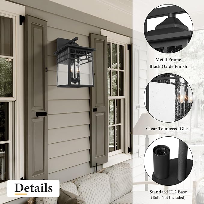Outdoor Light Fixture Wall Mount, Large Waterproof Outdoor Square Wall Lantern - Image 2