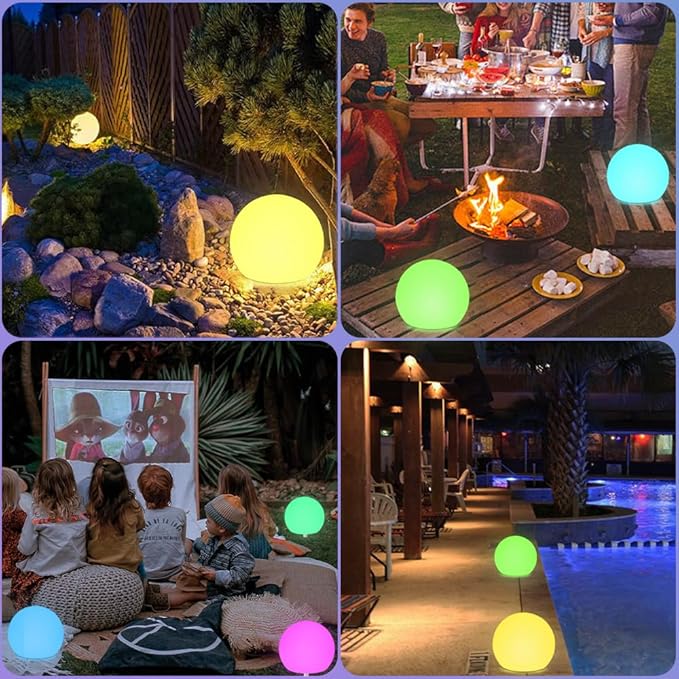 8-in Solar Globe Light Outdoor, Waterproof Solar Ball Light - Image 3