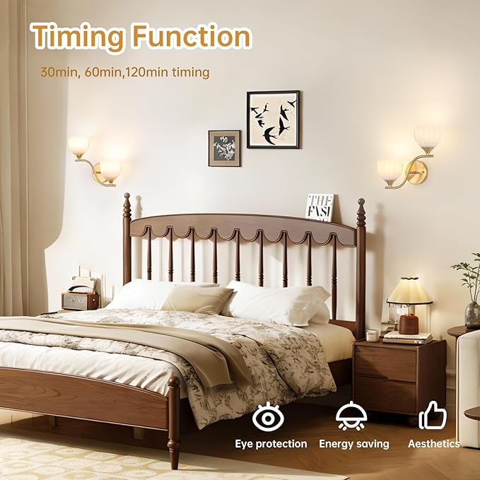 Battery Operated Wall Sconce, 2-Lights Vinatge Brass Wall Lighting - Image 7
