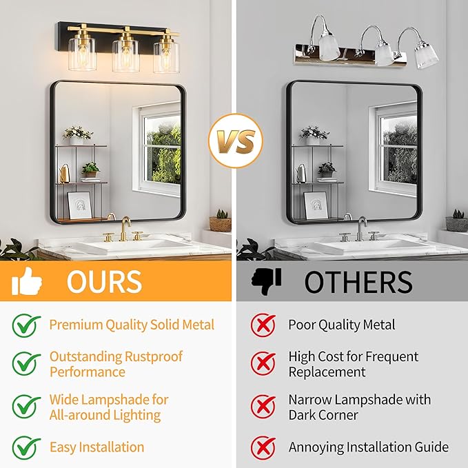 3 Light Modern Bathroom Light Fixtures Over Mirror, E26 Socket - Image 8