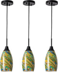 Mini Glass Pendant Light 4.72" Oval Pendant Lights 3-Pack Handblown Colorful by VIINEWHANDBLOWNGLASSHOME