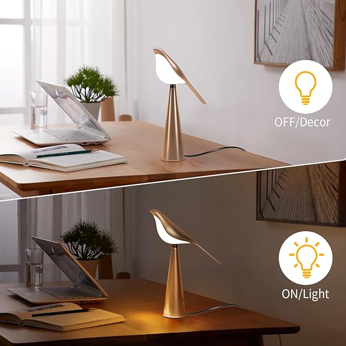 Small Desk Lamp, Bird Lamp, 10 Level Dimmable Brightness Bedside Night Light - Image 5