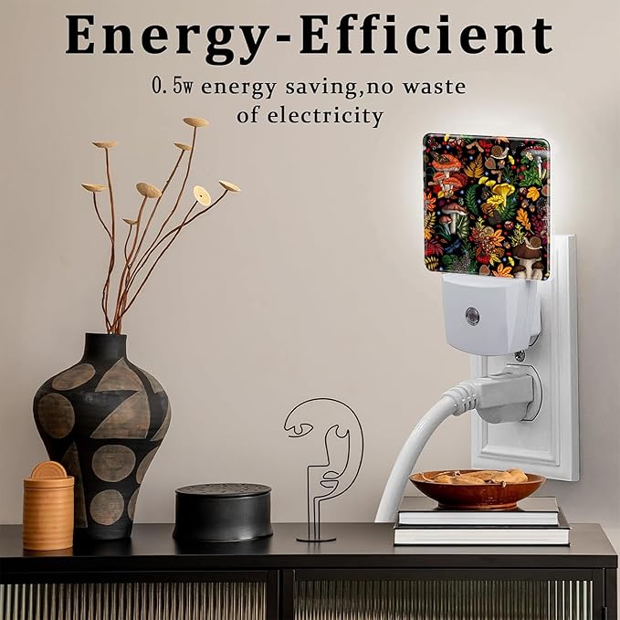 Forest Plants and Mushrooms Night Light Plug into Wall, Butterfly Snail Berries - Image 4