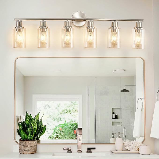 DLLT 6-Light Bathroom Light Fixtures: Nickel Modern Vanity Lights - Image 5