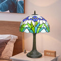 Tiffany Lamp Rural Style Green Blue Iris Flower Stained Glass Lamps Reading by TIFLRIS