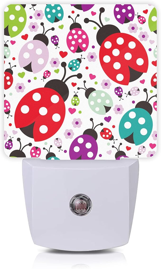 Ladybug Night Light, Cartoon Cute Ladybugs Plug in Night Lights Auto LED Lamp by Oeaskly