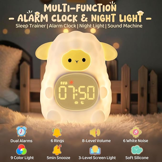Sheep Alarm Clock with Night Light - Image 2