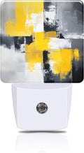 Grey and Yellow Abstract Art Night Light, Plug-in Nightlight by FOISIIAEA