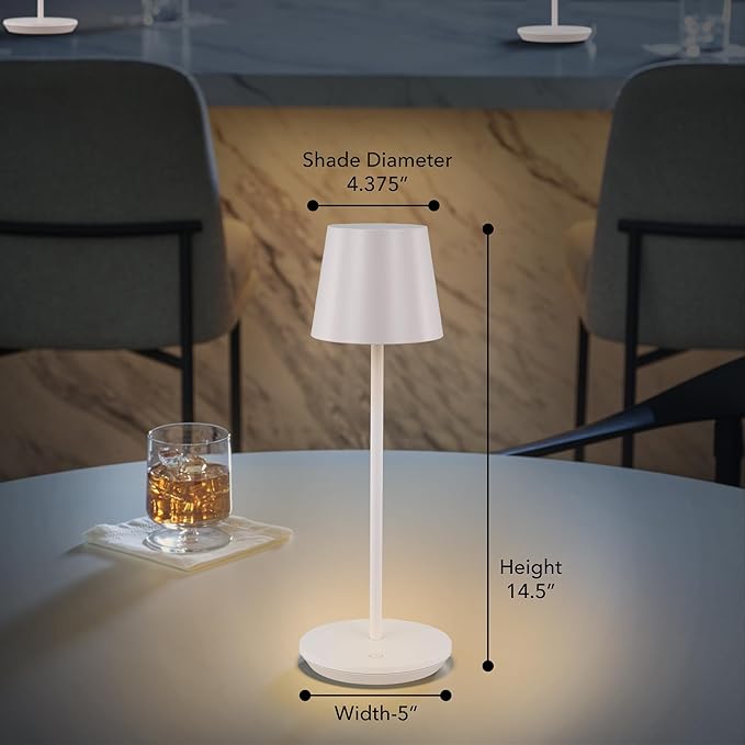 Generation Lighting Mena Accent Rechargeable Table Lamp – 14.5” Pale Pink Steel - Image 5