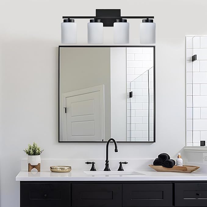 VINLUZ Bathroom Vanity Lights, 4-Light Classic Wall Sconce Lighting Fixtures - Image 3