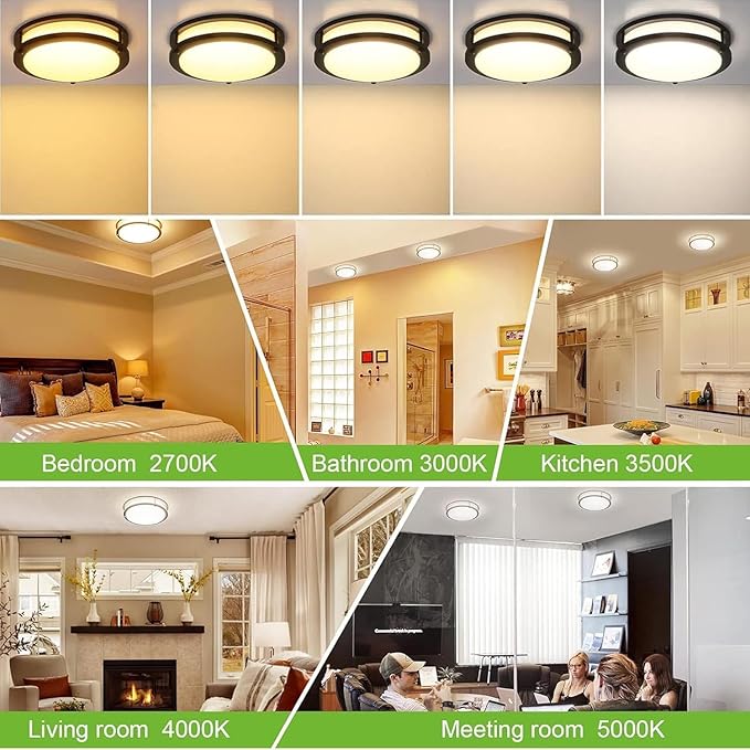 13 inch Flush Mount LED Ceiling Light Fixture, 2700K/3000K/3500K/4000K/5000K - Image 5
