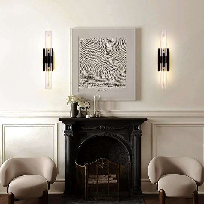Modern Wall Sconces, 22.8in Black, 2-Light Indoor Wall Mounted Sconces - Image 6