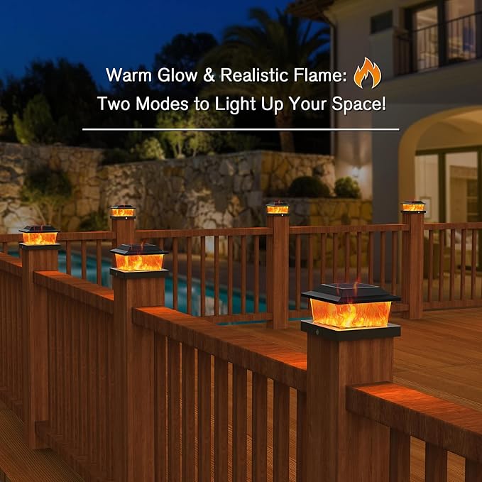 NIORSUN Solar Flame Post Cap Lights Outdoor Waterproof, 4x4 Post Solar Lights - Image 6